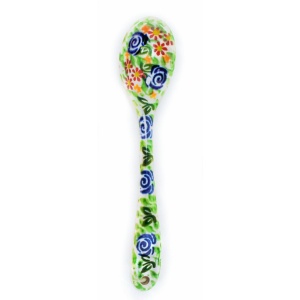 This is a green motif spoon brought to life by the Giske vision and empire. It is a ectoplasmic green with vibrant blues and reds. This is option A.
